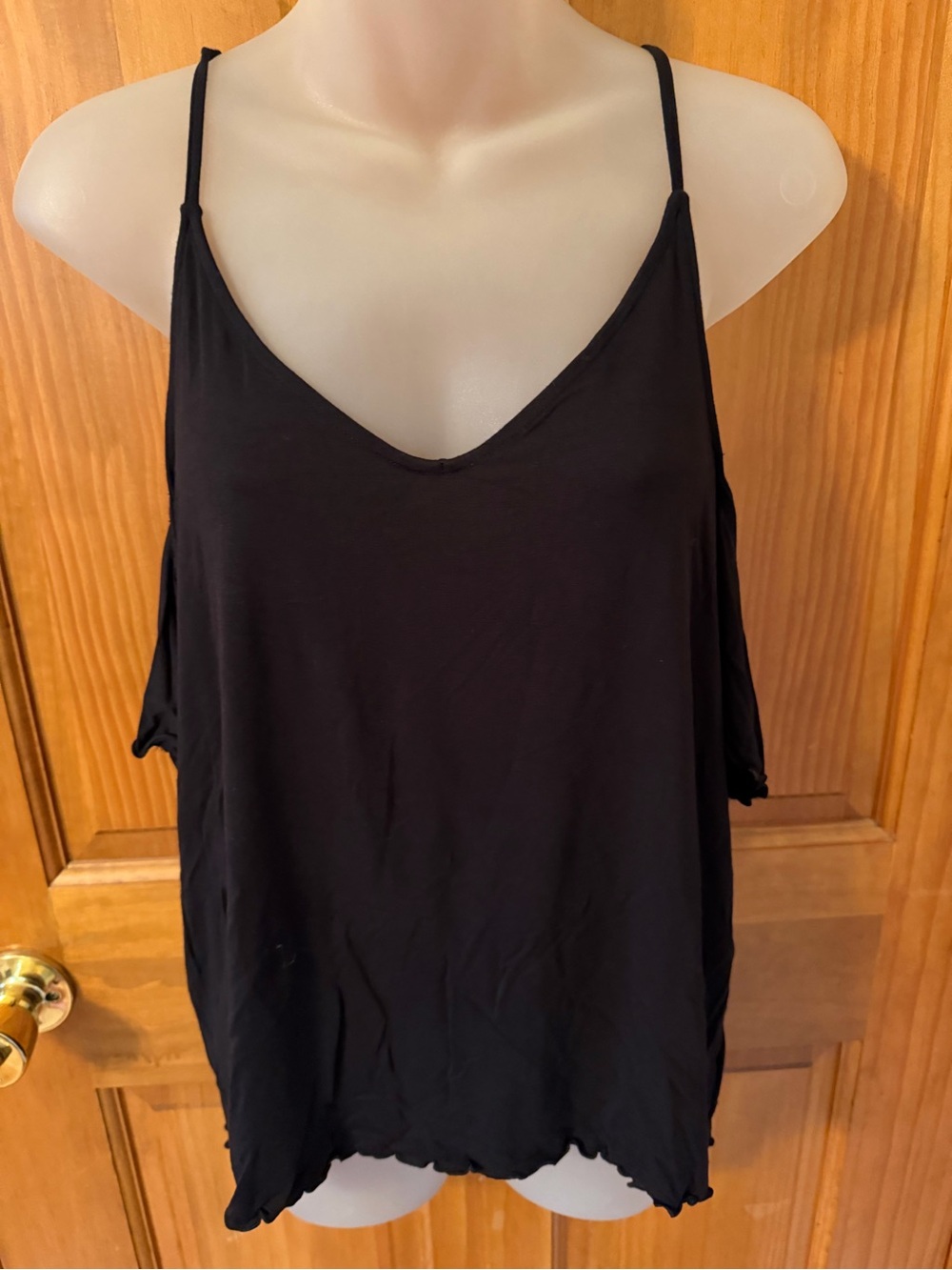 American Eagle Outfitters Black V-Neck Spaghetti Strap Tank